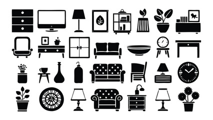 Home and Interior Design related icon editable stroke outline  set of different types small icons isolated on white background flat vector illustration