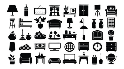 Home and Interior Design related icon editable stroke outline  set of different types small icons isolated on white background flat vector illustration