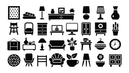 Home and Interior Design related icon editable stroke outline  set of different types small icons isolated on white background flat vector illustration