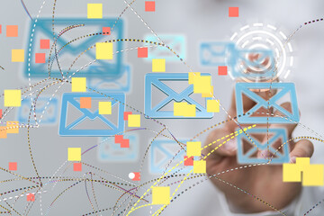 Hand with an email icon 3d