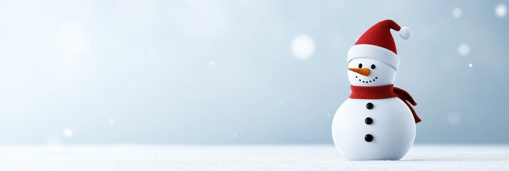 Fototapeta premium Funny snowman in winter scene with space for festive text and celebration