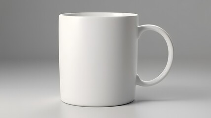 Obraz premium Blank White ceramic mug side view Isolated on a white for hot coffee mug or tea template design.