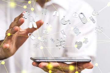 digital medical futuristic interface 3D rendering