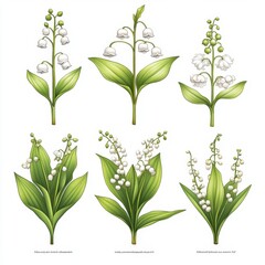 Lily of the Valley Flowers Illustration   Botanical Art  Spring Blooms  White Bells