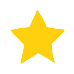 Hand drawn yellow star. Scribble illustration symbol.