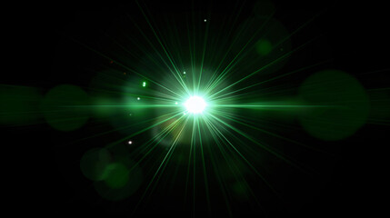 Green Bokeh Flare Light Effect on Black Background