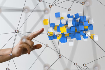 Connecting lines and dots.Big data visualization