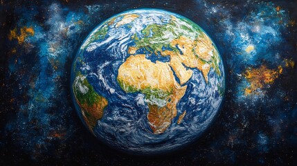 Detailed earth drawing continents oceans symbolizing unity global awareness and environmental care leaving open spaces for sustainability messages