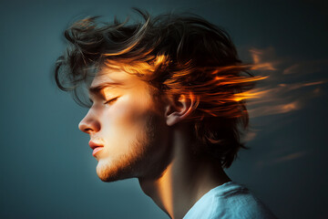 Portrait of a man worried and depressed. Mental health concept.