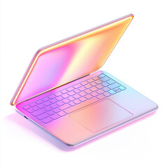 sleek laptop with vibrant, illuminated design showcasing colorful gradient. modern aesthetic highlights its stylish features and innovative technology