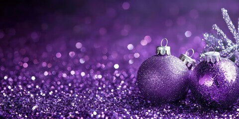 A deep purple Christmas background featuring twinkling stars and delicate silver accents for a modern and stylish holiday theme.