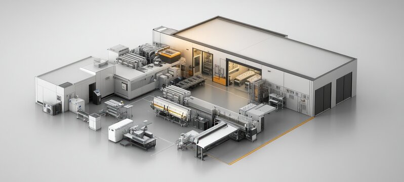Advanced Manufacturing Facility: A 3D Rendering of a Modern Industrial Plant