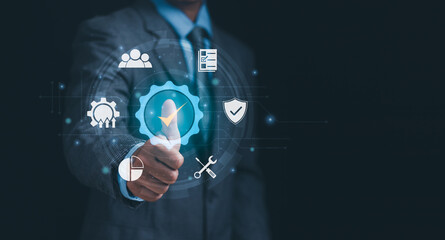 Concept of ISO certification and QC quality control, customer satisfaction standard...