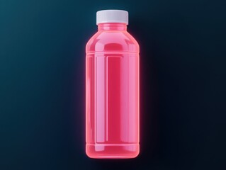 Vibrant Pink Beverage Bottle on Dark Background, Showcasing Refreshing Drink Design Ideal for Healthy Lifestyle and Beverage Advertising