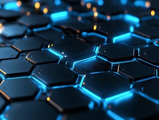 Obraz premium Cracked Hexagons: Eruption of Light Beneath the Surface