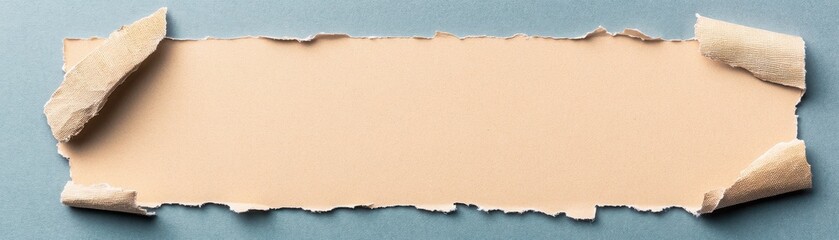 A textured strip of torn paper with a beige hue, perfect for design applications, scrapbooking, and creative projects.