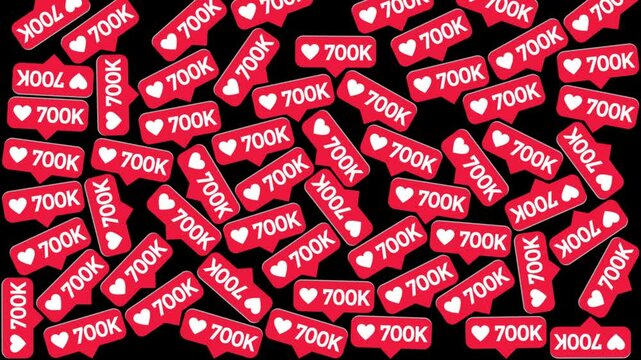 700K Likes Falling on Black Background Animation