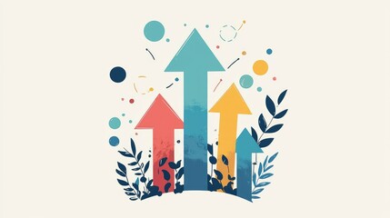 Obraz premium arrow pointing upwards flat design top view growth strategy theme cartoon drawing colored pastel