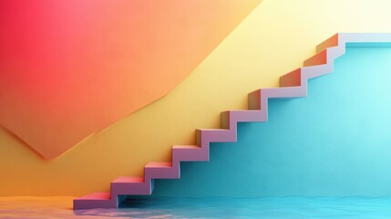 arrow staircase flat design front view sales growth theme water color vivid