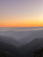 A beautiful view of Garhwal mountain range during the sunset from the outskirts of Chopta, Uttarakhand