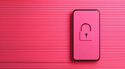 spam call concept Mobile phone with a lock symbol on a vibrant red background.