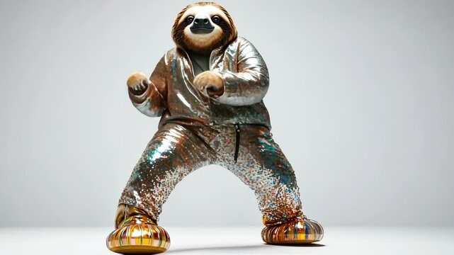 Funky Sloth Takes Center Stage in Sparkling Disco Outfit
