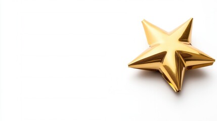 Shiny Golden Star Decoration on White Background for Celebrations