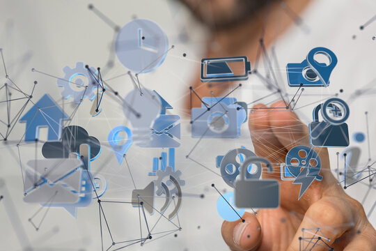 Molecular background with DNA. Network with connecting dots and lines. - Powered by Adobe