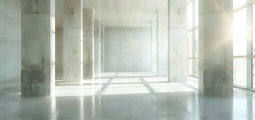 interior of a modern building Empty room with concrete floor and wall 3D Render
