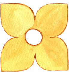 Hand-drawn Thai Golden Flower Watercolor