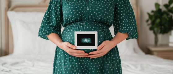 couple joyfully holds ultrasound photo together, celebrating their pregnancy