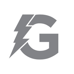 Letter G For Electric Logo Combination With Lightning Thunder Bolt Icon. Power Logo Design
