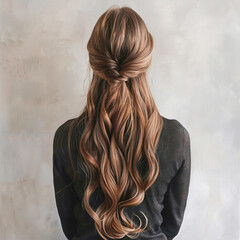 brunette girl with long hair from the back