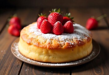 strawberry cake with cream and berries