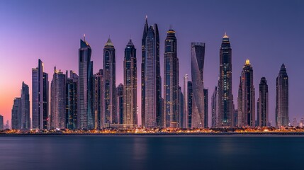 Dubai Skyline Illuminates Twilight Cityscape