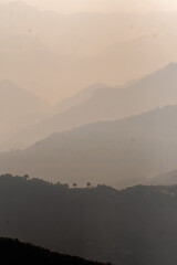 A beautiful view of Garhwal mountain range during the sunset from the outskirts of Chopta, Uttarakhand