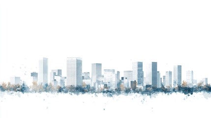 Fototapeta premium Modern city skyline isolated on white background. png