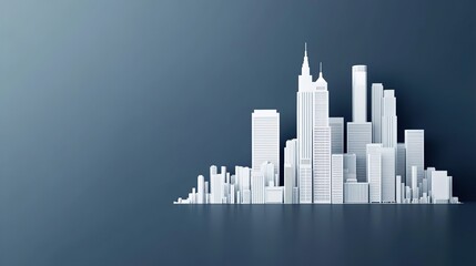 Modern city skyline isolated on white background. png