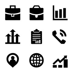 Business icons pack or Business Analysis icons set vector silhouette