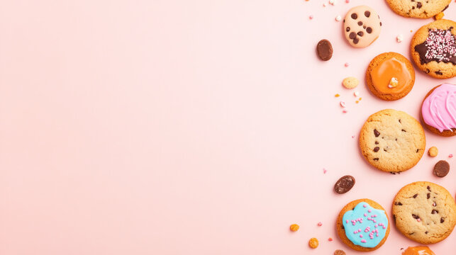 A colorful blank cookie flyer template background for greeting invitation