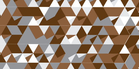 Fototapeta premium image of low relief 3D triangle interior wall in gold color background. Abstract colorful Seamless triangular pattern background. Polygonal Mosaic Background. 