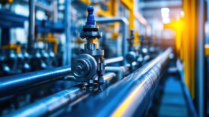 Fototapeta premium Industrial Valve System Pipes and Metal Components