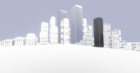 Obraz premium Cityscape background modern buildings empty area 3d render
