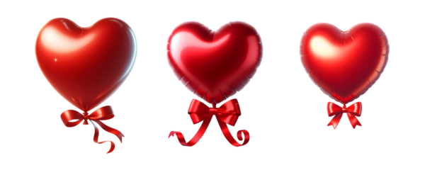 Red heart balloon with red ribbon on isolated background