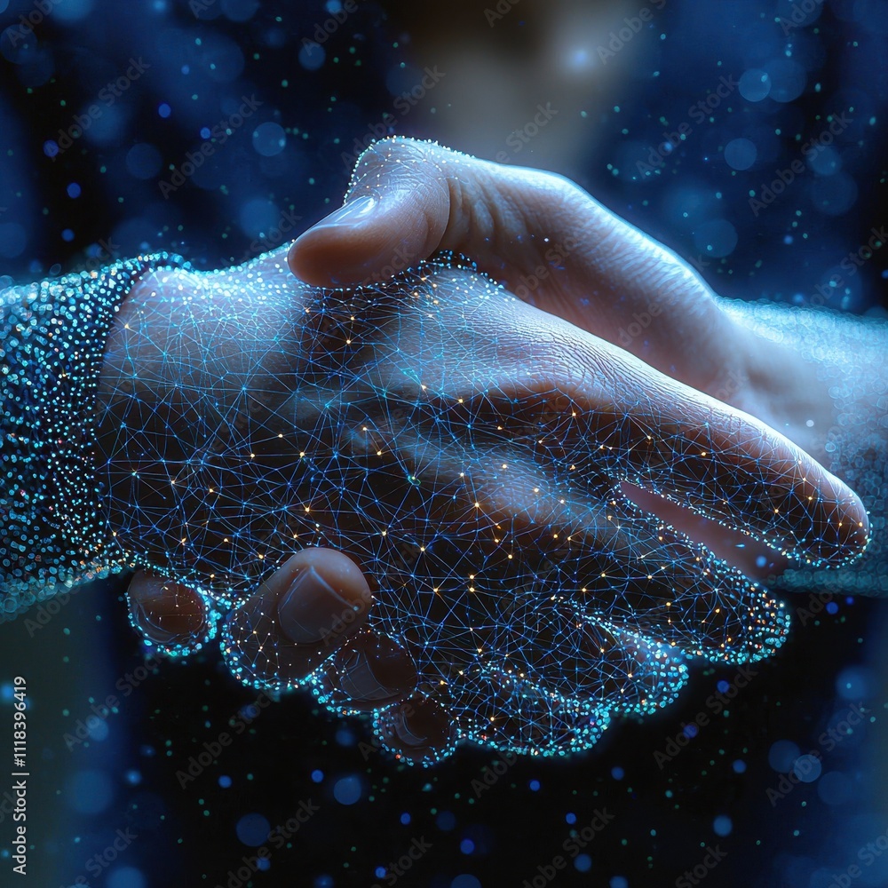 Poster digital collaboration global business visual content virtual environment close-up partnership concep