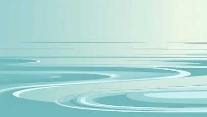 Abstract Teal Water Ripple Design Illustration