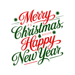  Merry Christmas and Happy new year vector design. Xmas greeting card template, Invitation script calligraphy.