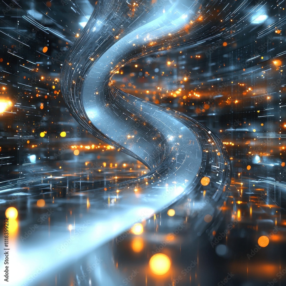 Poster dynamic light trails in an abstract space environment digital art composition futuristic aesthetic u