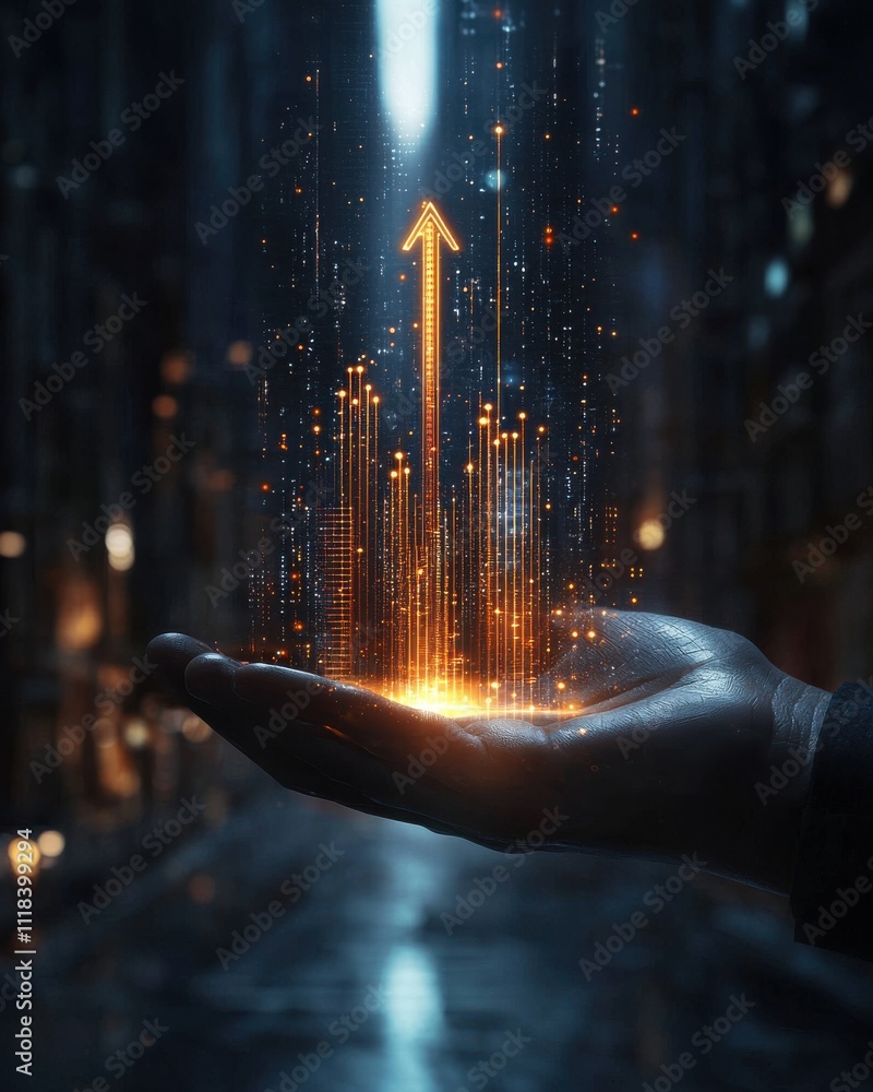 Aufkleber dynamic growth visualization digital space infographic futuristic environment close-up perspective d