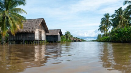 Coastal Village Surrounded by Mangrove Plantations